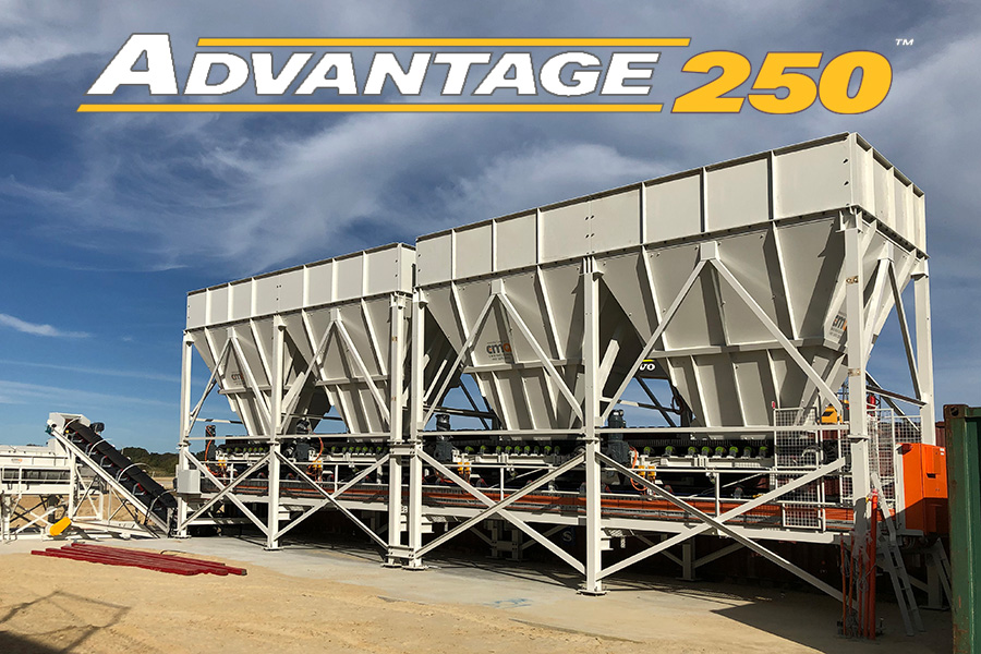 Picture of an Advantage concrete batching plant | Featured image for Top Level Concrete Plants page for CMQ Engineering USA.