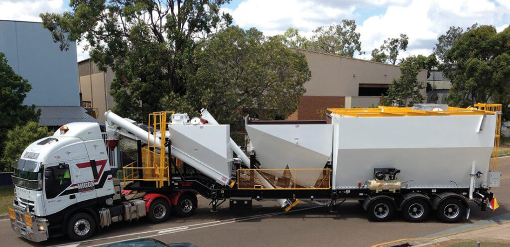 Five bin portable concrete plant | Featured image for Mobile Equipment Landing Page for CMQ Engineering USA.