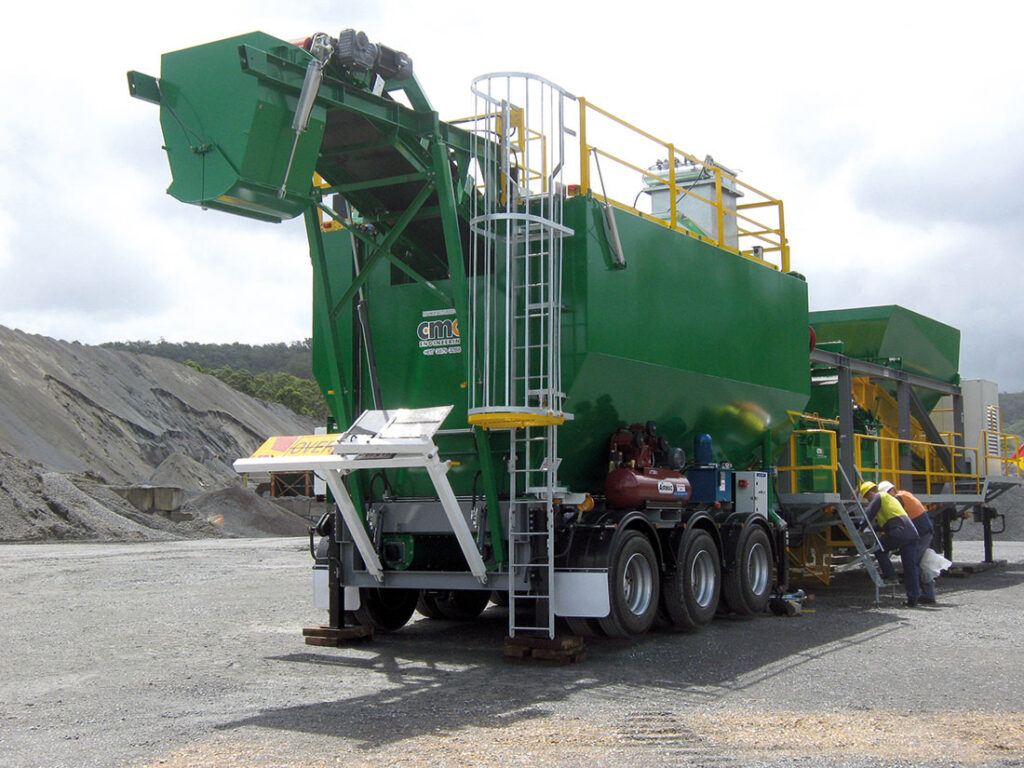 Mobile concrete equipment at a quarry | Featured image for Mobile Equipment Landing Page for CMQ Engineering USA.