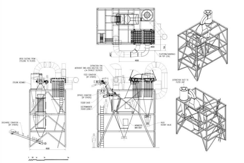 Air classifiers diagram and technical details | Featured Image for the Air Classifiers Page of CMQ Engineering.