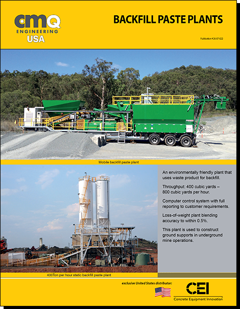 Brochure 26-07-022 - CMQ Engineering Paste Backfill Plants