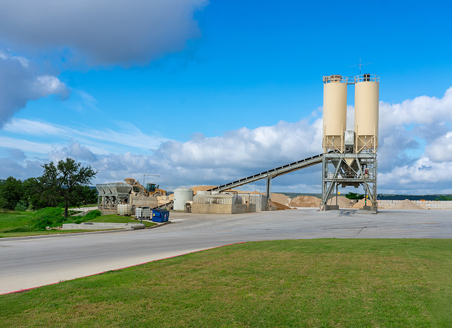 Advantage 250™ concrete batch plant located at a ready mix concrete facility near Kerrville, Texas.