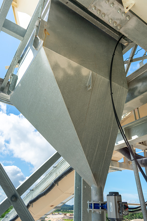 Weigh hopper for weighed water system at a ready mixed concrete plant in central Texas.