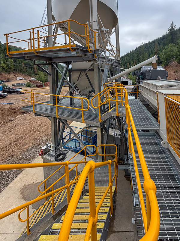 View from the service catwalks at a paste backfill plant in Idaho.