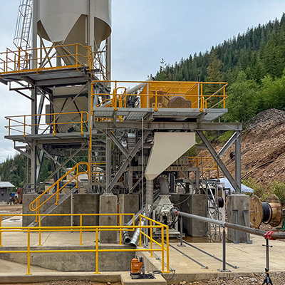 Paste backfill plant designed & manufactured by CMQ Engineering, installed at a mine in northern Idaho.