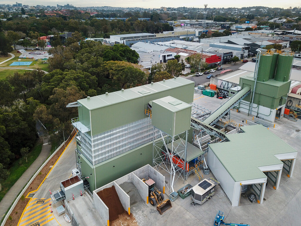Concrete batch plant designed, installed, and commissioned by CMQ Engineering in the Coorparoo area of Brisbane, Australia.