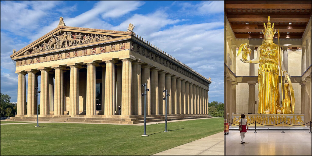 Nashville's life-size replica of the Parthenon and the Athena Parthenos sculpture in the Naos (main inner chamber)