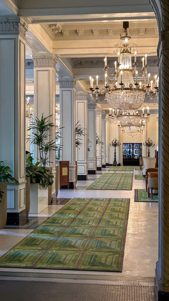 Lobby of the historic St. Anthony Hotel in San Antonio, Texas.