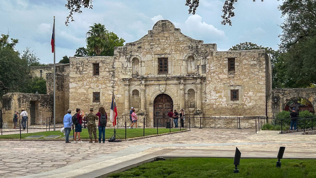 Front of the Alamo mission church in San Antonio, Texas.
